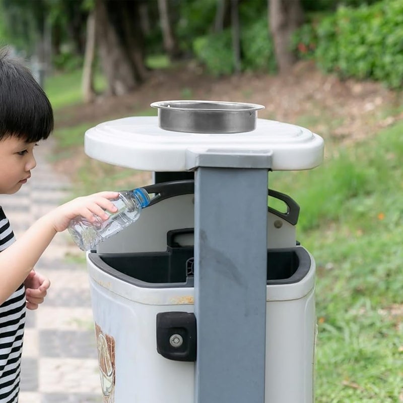 ملحق منفضة سجائر من الفولاذ المقاوم للصدأ لسلة المهملات للاستخدام الخارجي في الفناء - Image 3